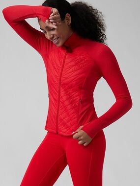 Athleta Flurry Force Insulated PrimaLoft Jacket II in Matador Red Full-Zip Puff